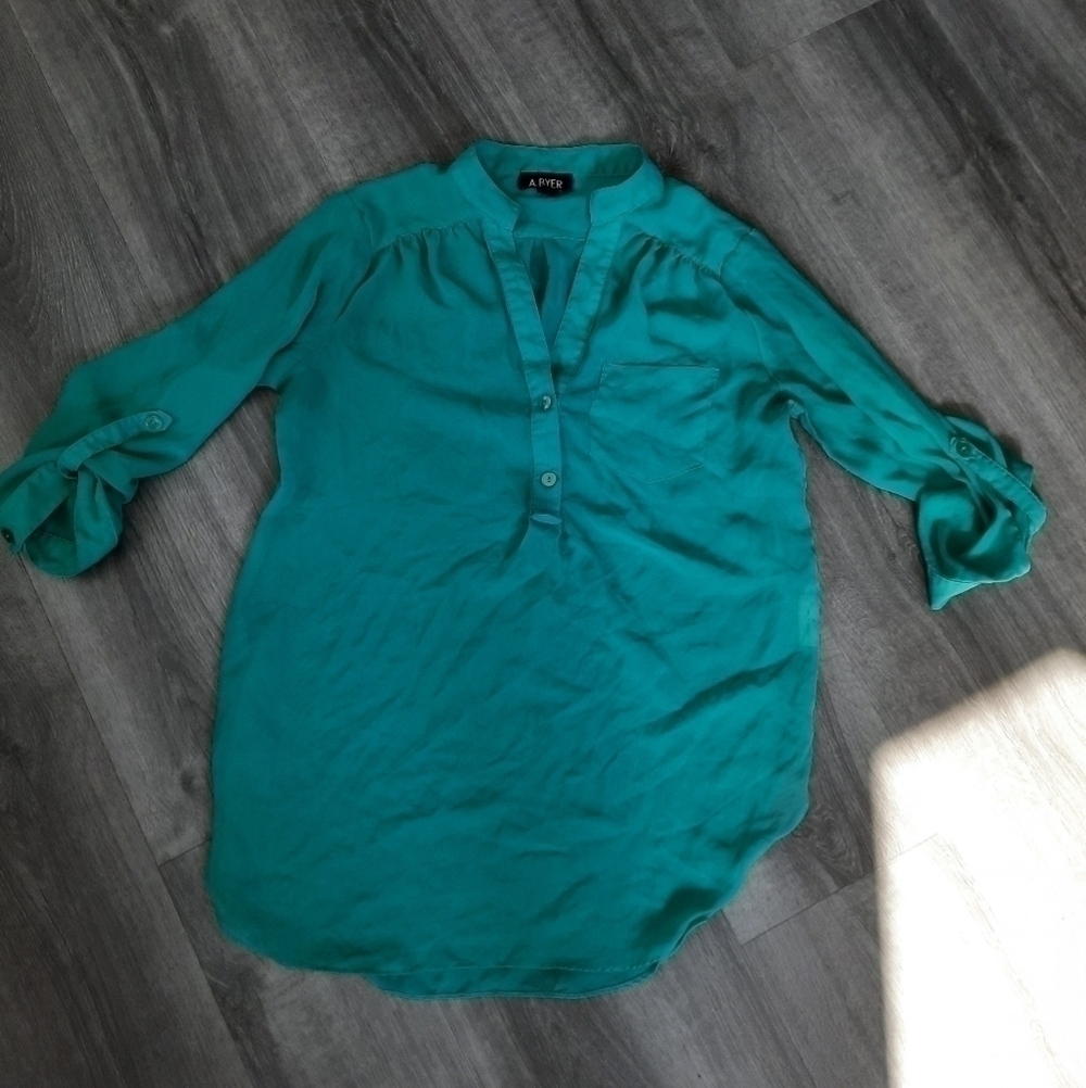 A.Byer Sheer Teal Three Quarter Shirt